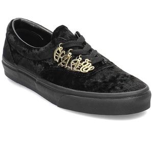 Black velvet vans shoes